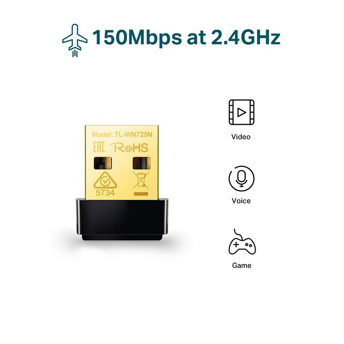 TP-Link  Adaptateur Nano USB WiFi 1T1R 150Mb chipset Ralink -TL-WN725N V2