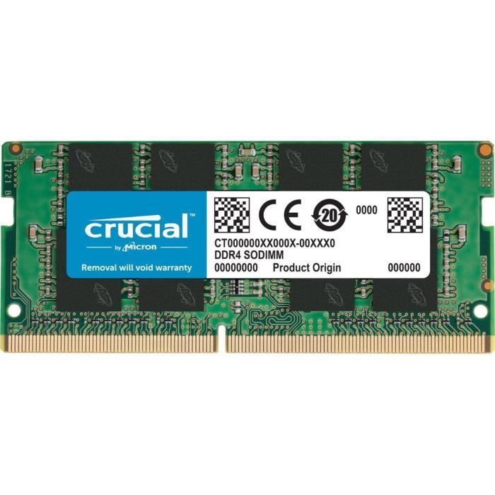 Mémoire RAM 1x8 Go DDR4 SO-DIMM Crucial 2666MHz