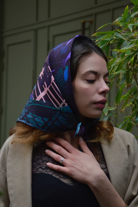 Foulard en soie 68 cm Orchidea