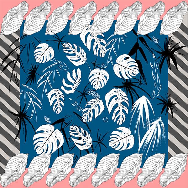 Foulard en soie 68cm Junglesketch