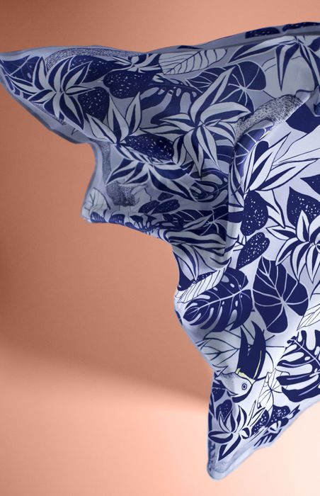 Foulard en soie 90cm Têtes d'oiseaux