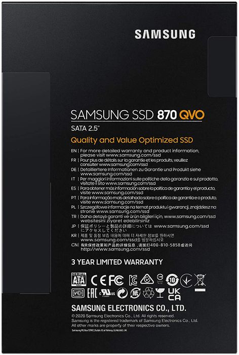 SAMSUNG SSD Interne (2 TO ) 870 QVO SATA III 2.5 - MZ-77Q2T0BW