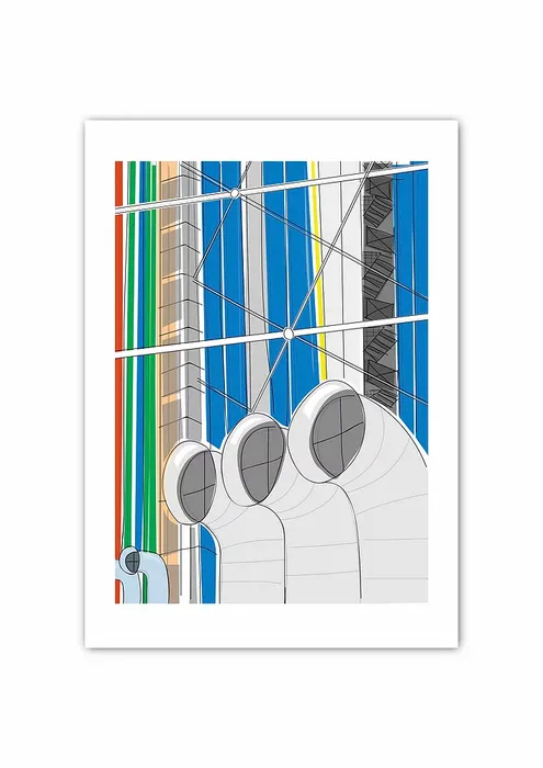 Affiche Illustration Originale "Beaubourg" par Vincent Huynh Thien