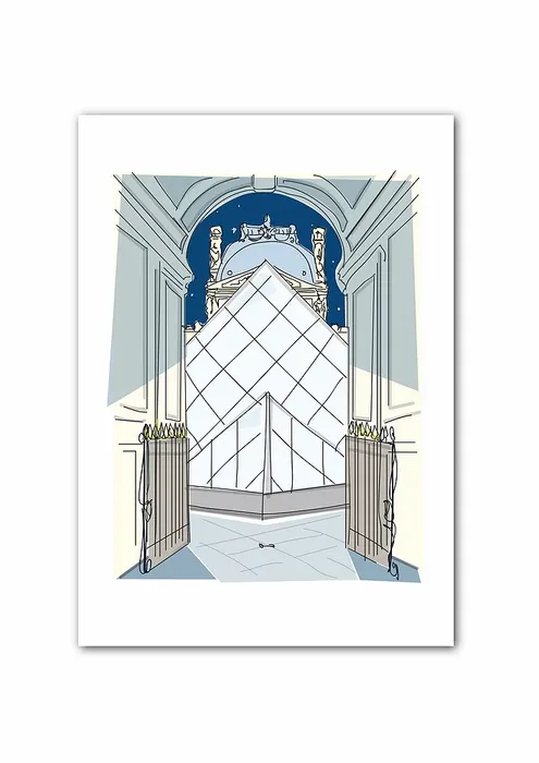 Affiche Illustration Originale "La nuit au Louvre" par Vincent Huynh Thien (format A3 ou A2)