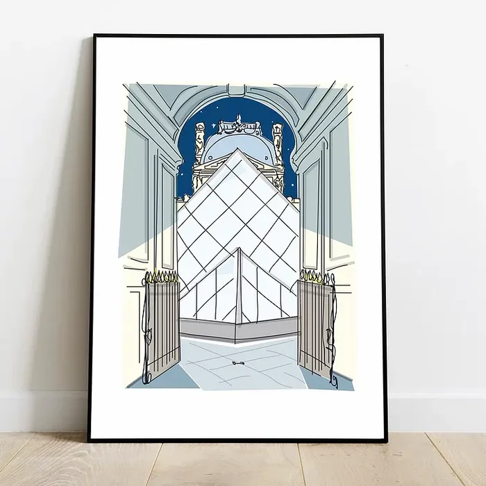 Affiche Illustration Originale "La nuit au Louvre" par Vincent Huynh Thien (format A3 ou A2)