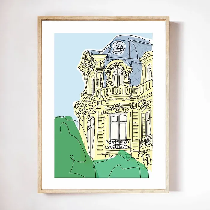 Affiche Illustration Originale "Le Parc Monceau" par Vincent Huynh Thien (format A3 ou A2)
