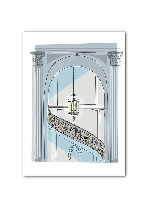 Affiche Illustration Originale "L'Escalier de l'hôtel Biron" par Vincent Huynh Thien (format A3 ou A2)