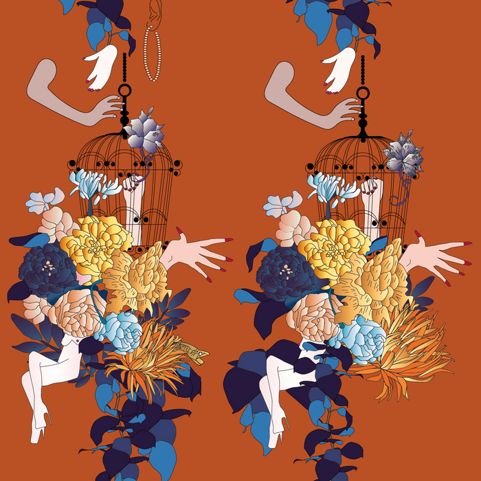 Papier Peint Belle Plante Orange (Lé L75 x H270 cm) par Erostick deco