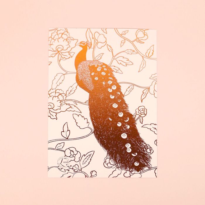 Cartes A5 cuivrées Paon & Perroquet
