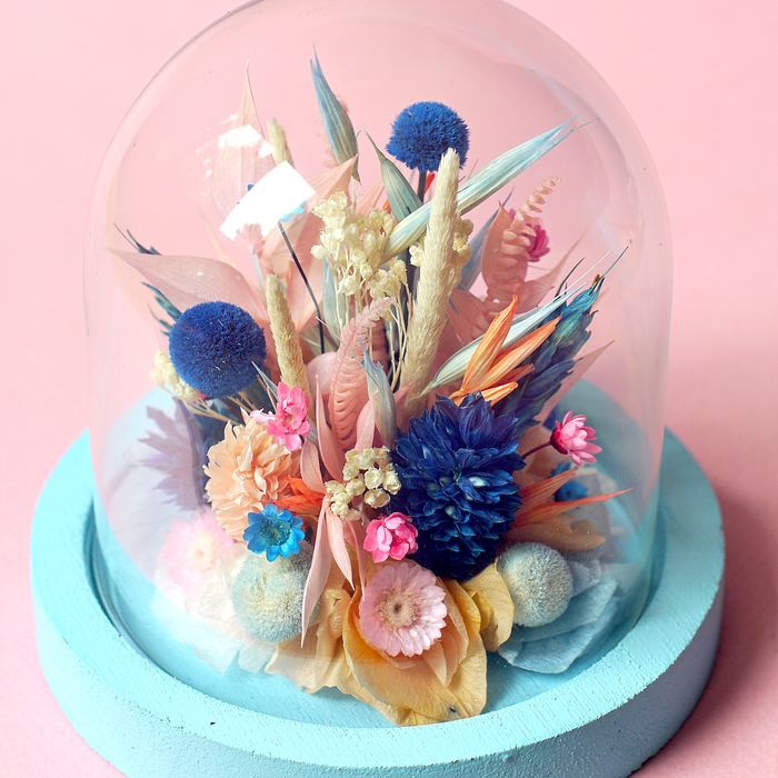 Mini cloche fleurie "Le lagon bleu"