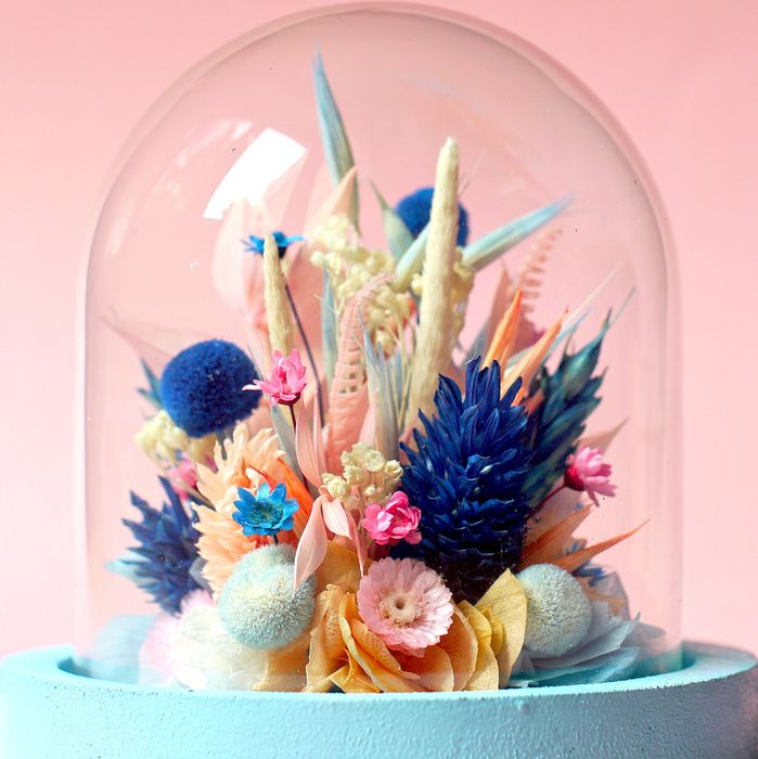 Mini cloche fleurie "Le lagon bleu"