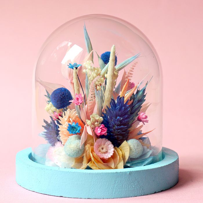 Mini cloche fleurie "Le lagon bleu"