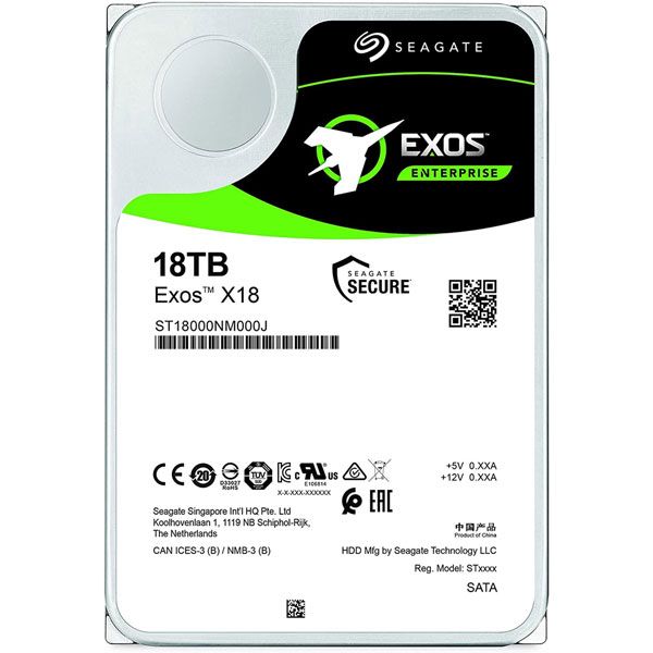 Seagate Enterprise EXOS X16 - 3.5" - 18To - 256Mo cache - 7200T/min - Sata 6Gb/s - Garantie 60 mois