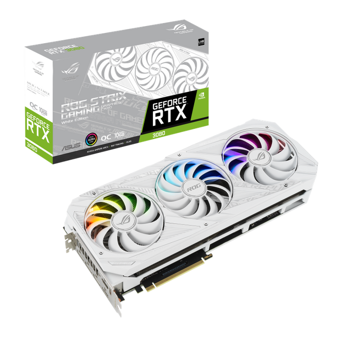 ASUS ROG STRIX-RTX3080-O10G-WH-V2- 10GB GDDR6 - 1740MHZ MAX - 2x HDMI - 3x DP