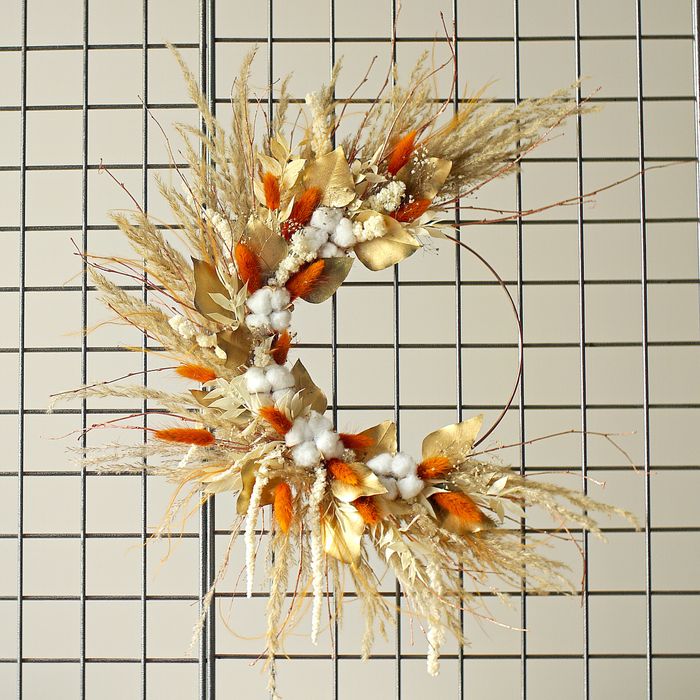Couronne murale fleurs de coton