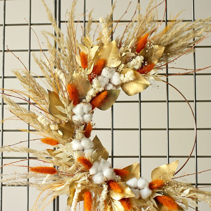 Couronne murale fleurs de coton