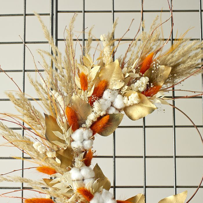 Couronne murale fleurs de coton