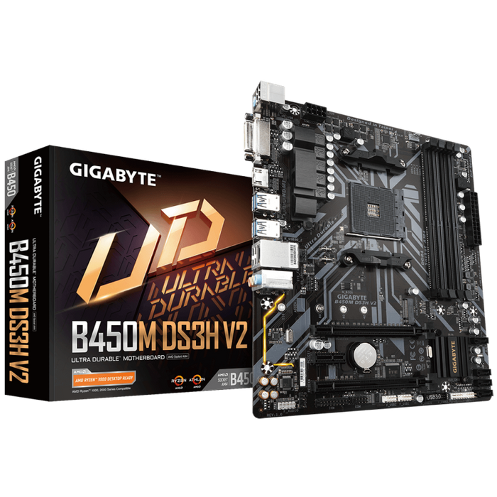 GIGABYTE B450M DS3H V2 - AM4 - MATX - B450 - 4DDR4 - DVI - HDMI - M.2 SUPPORT RGB LED