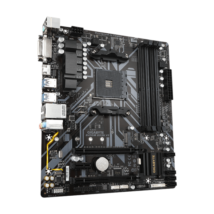 GIGABYTE B450M DS3H V2 - AM4 - MATX - B450 - 4DDR4 - DVI - HDMI - M.2 SUPPORT RGB LED