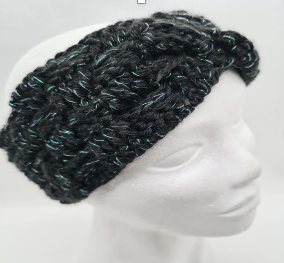 Bandeau croisé, noir, brillant par Le crochet d'Isa