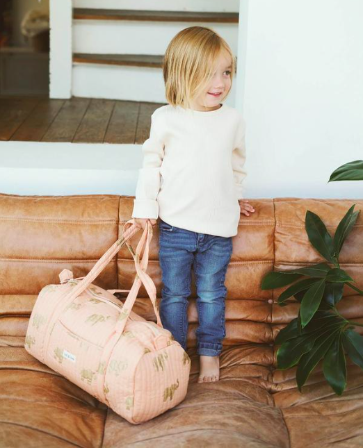 Sac Weekend en coton bio Peach Elephant par Holi and Love