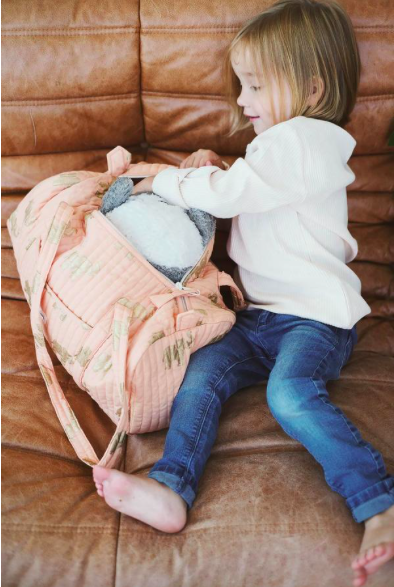 Sac Weekend en coton bio Peach Elephant par Holi and Love