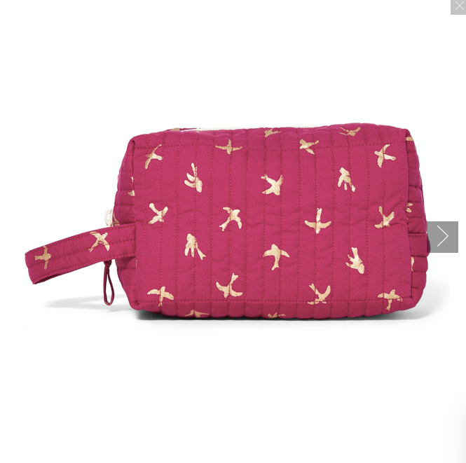 Trousse de toilette en coton bio Magenta gold bird par Holi and Love