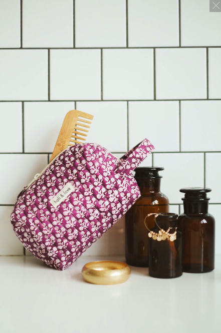 Trousse de toilette en coton bio Plum Flower