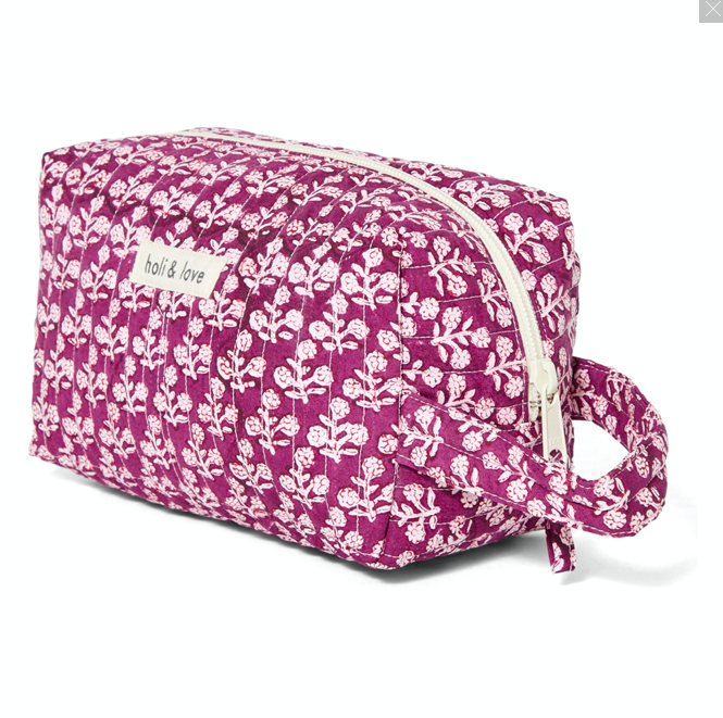 Trousse de toilette en coton bio Plum Flower