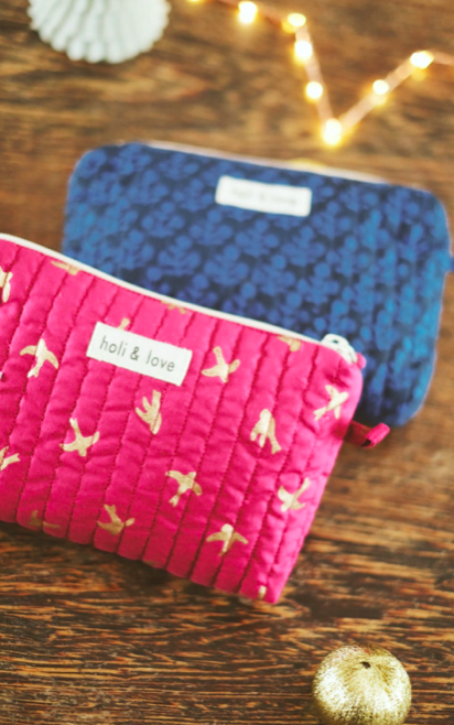 Trousse cosmétique Magenta Goldbird par Holi and Love