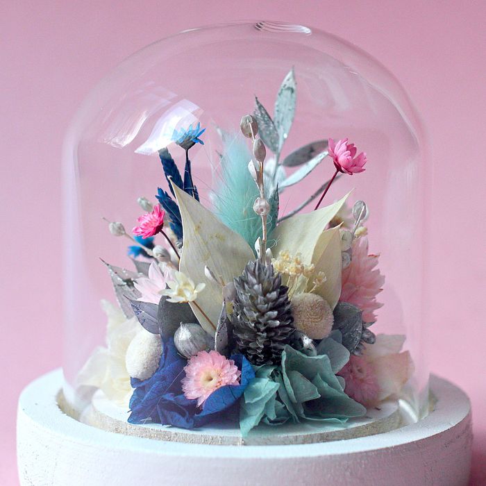 Mini cloche fleurie "Frozen"
