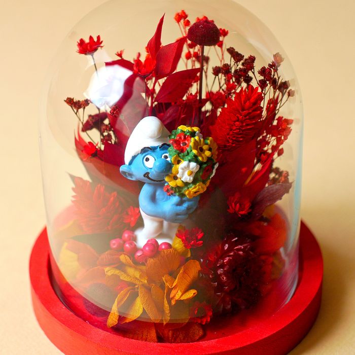 Cloche fleurie Schtroumpf amoureux