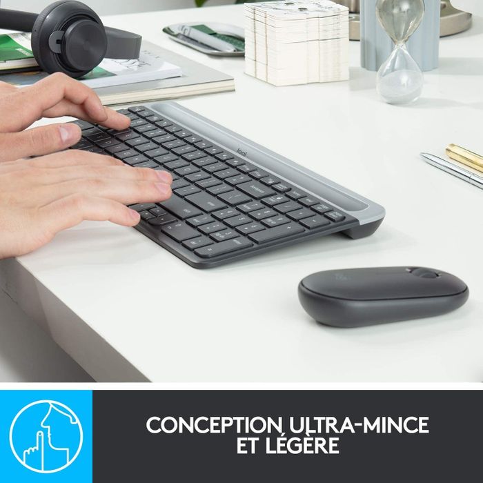 Logitech MK470 Combo Clavier et Souris sans Fil pour Windows, 2,4 GHz avec Récepteur USB Unifying