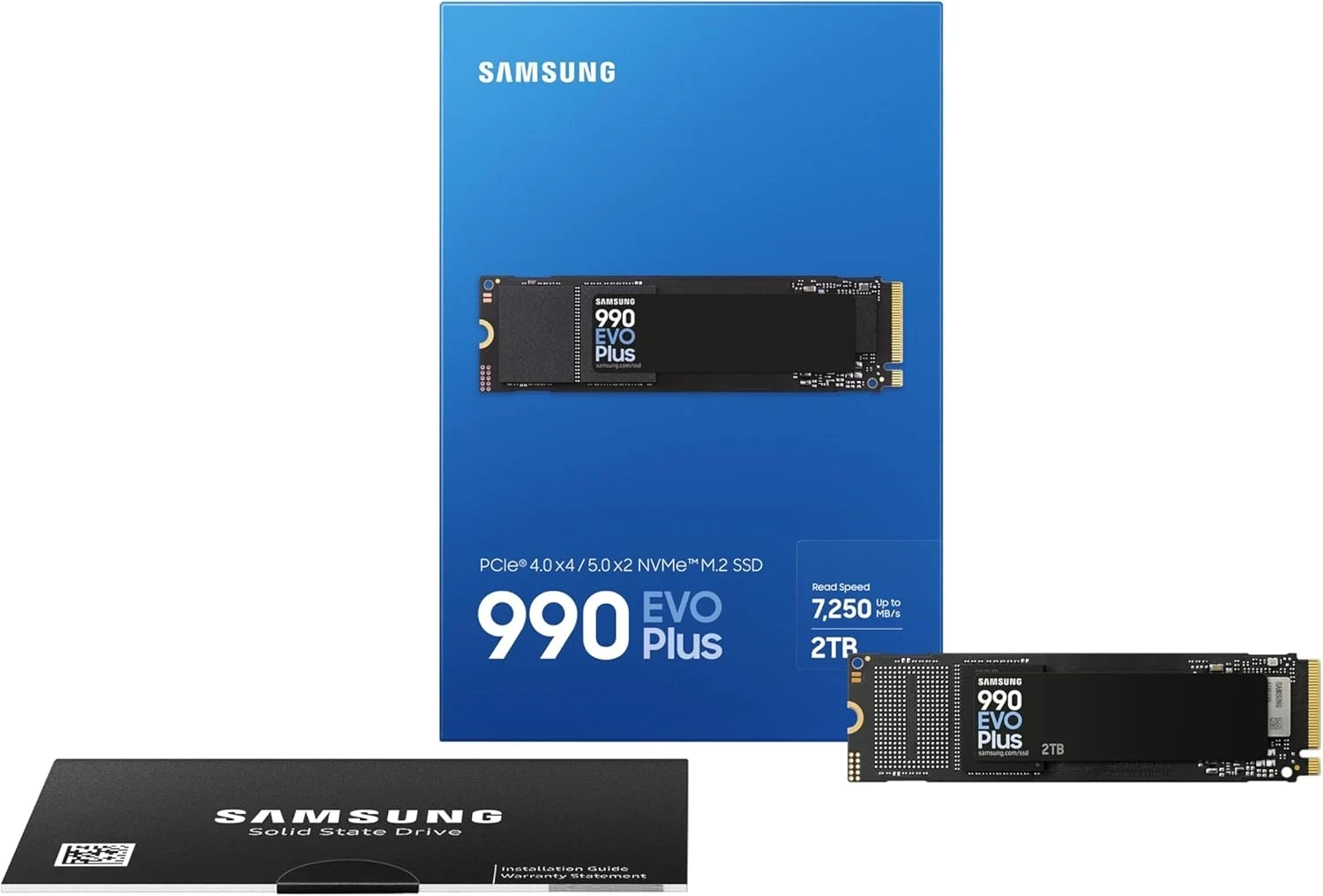 Samsung SSD Interne 990 EVO Plus 2 To, NVMe 2.0 PCIe 4.0 x 4 / 5.0x2,
