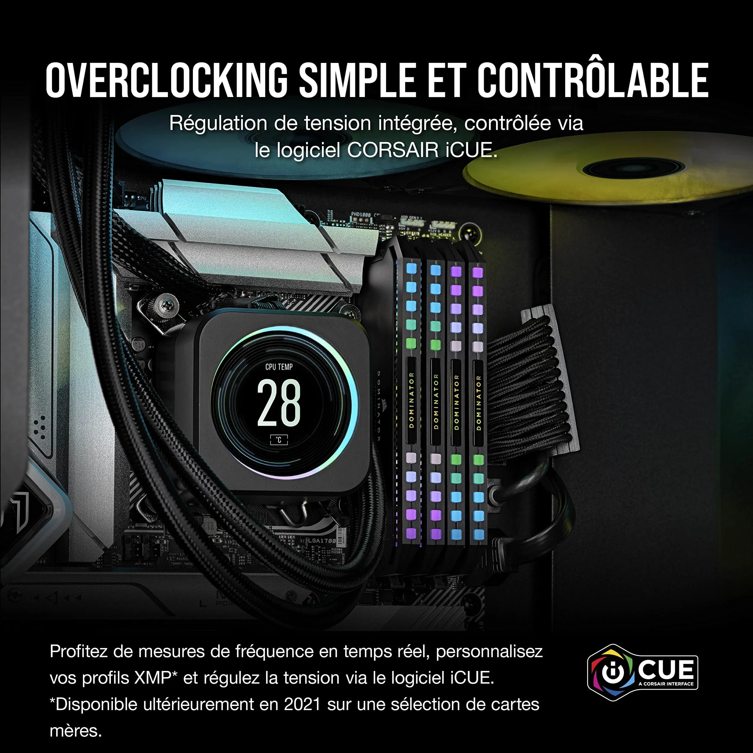 CORSAIR Dominator Platinum RGB DDR5 RAM 32Go (2x16Go) 5600MHz CL36 Intel XMP Compatible iCUE Mémoire d'Ordinateur - Noir (CMT32GX5M2X5600C36)