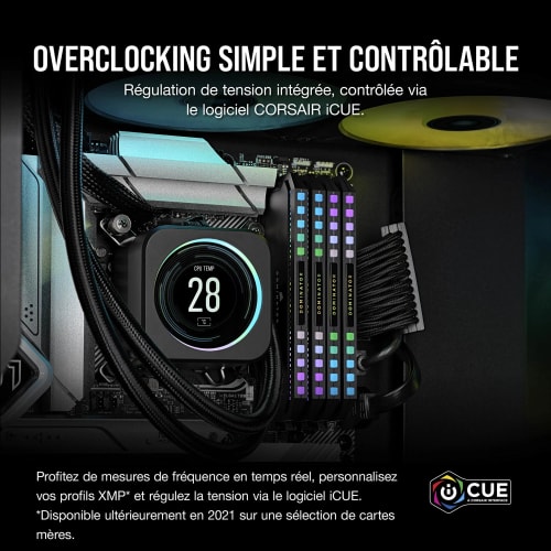 CORSAIR Dominator Platinum RGB DDR5 RAM 32Go (2x16Go) 5600MHz CL36 Intel XMP Compatible iCUE Mémoire d'Ordinateur - Noir (CMT32GX5M2X5600C36)