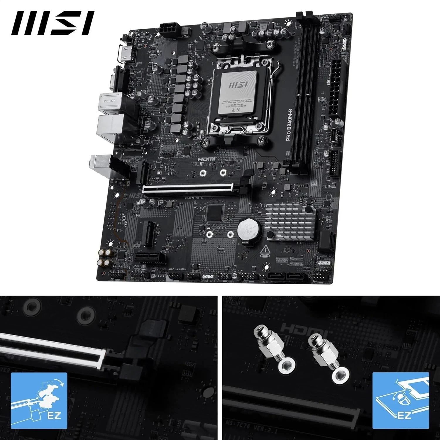 MSI Pro B840M-B Carte mère Micro ATX