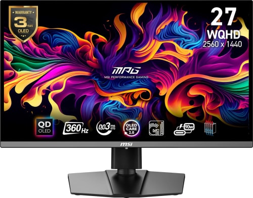 MSI MPG 271QRX QD-OLED, Moniteur de Jeu 27" QHD (2560 x 1440), Temps de Réponse 0,03 ms, 360 Hz, True Black HDR 400, HDMI, DP, USB-C, Inclinaison, Hauteur Réglable