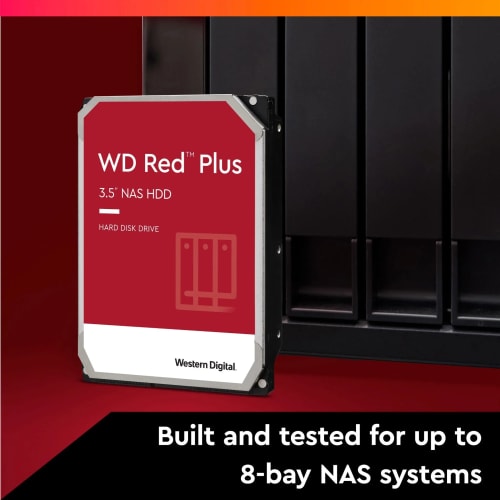 WD Red Plus Disque Dur Interne NAS 3,5" 4 to – Classe 5400 TR/Min, SATA 6 Go/s, CMR, 256 Mo de Cache