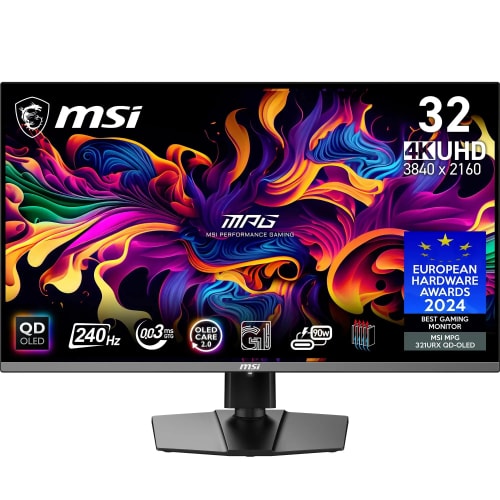 MSI MPG 321URX QD-OLED 4K UHD 31,5" Quantum Dot 3840 x 2160, 240 Hz/0,03 ms, DisplayHDR 400, KVM, RGB - DP 1.4a, HDMI 2.1, USB Type-C