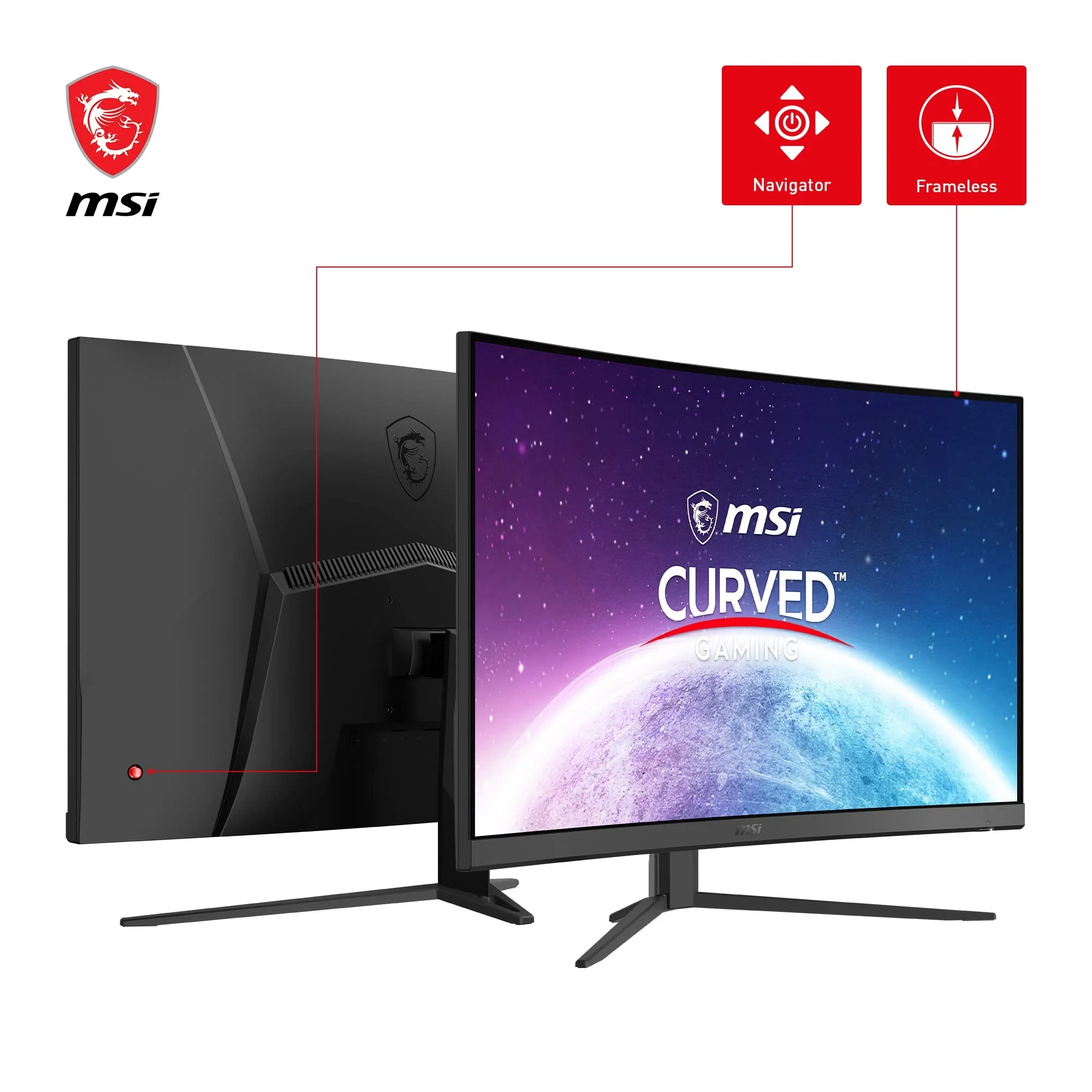 MSI G32C4X Écran PC Gaming Incurvé 31,5" FHD - Dalle VA 1500R, 1920x1080, 250Hz / 1ms, 16:9, FreeSync Premium - DisplayPort 1.2a, HDMI 2.0b