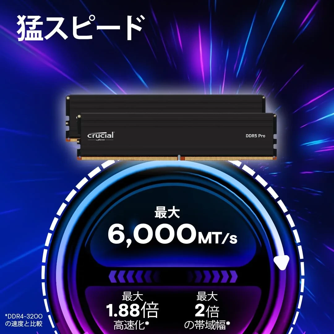 Mémoire DDR5 16 Go DDR5-6000 Crucial Pro CP16G60C48U5 