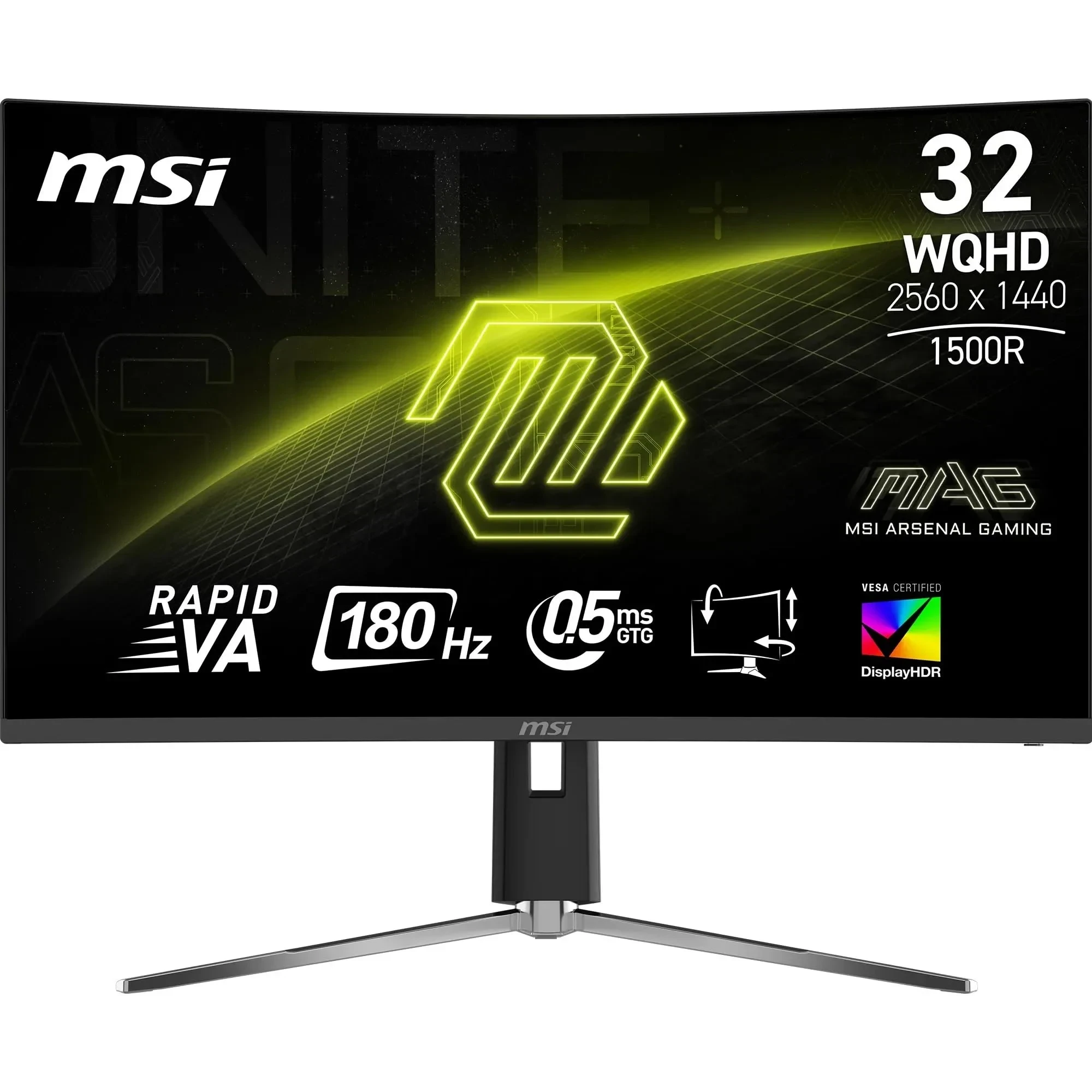 MSI MAG 32CQ6PF Écran Gaming incurvé FHD de 32" - Dalle Rapid VA 2560 x 1440 1500R, 180 Hz / 0,5ms -GtG, DisplayHDR 400, Adaptive Sync, DP 1.4, HDMI 2.0 CEC
