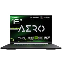 GIGABYTE Aero X16 Ordinateur Portable Gaming – Copilot+ PC, 16“, 165Hz , Ryzen AI 7 350, RTX 5060, 16Go DDR5, SSD 1To, Windows 11 Home
