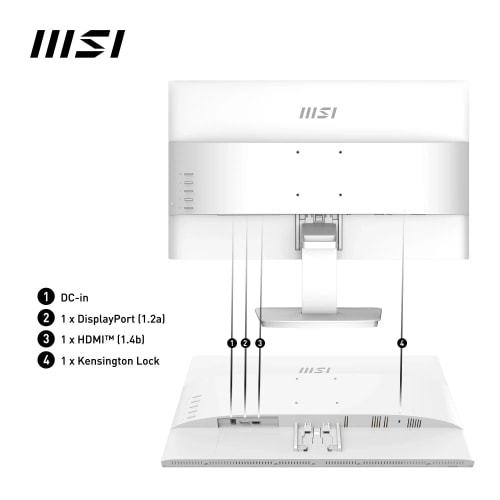 MSI Pro MP2412W Écran Bureautique 23.8" Full HD 1920x1080, 100Hz, Haut-Parleurs Intégrés, Inclinaison Réglable - HDMI 1.4b, DP 1.2a