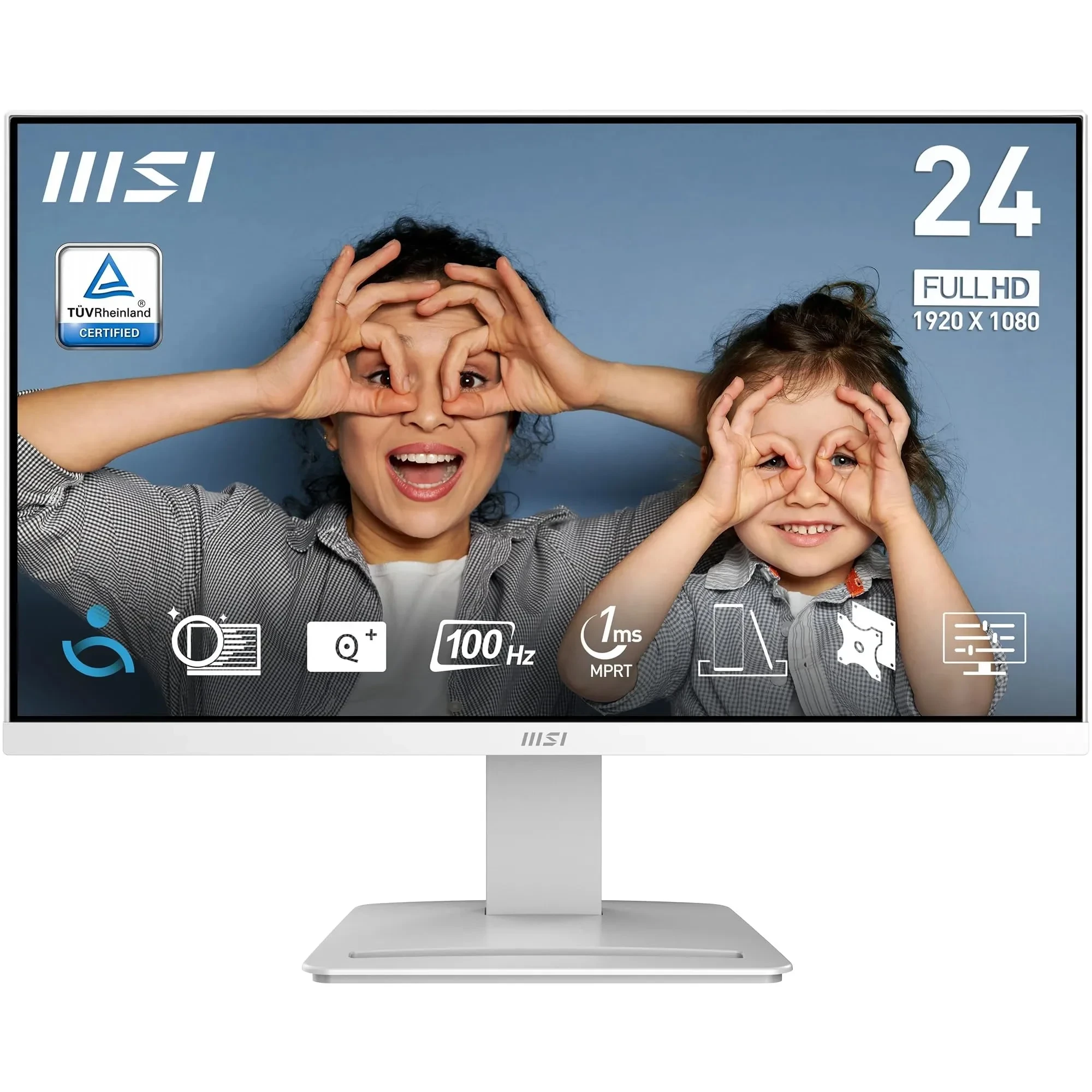 MSI Pro MP2412W Écran Bureautique 23.8" Full HD 1920x1080, 100Hz, Haut-Parleurs Intégrés, Inclinaison Réglable - HDMI 1.4b, DP 1.2a