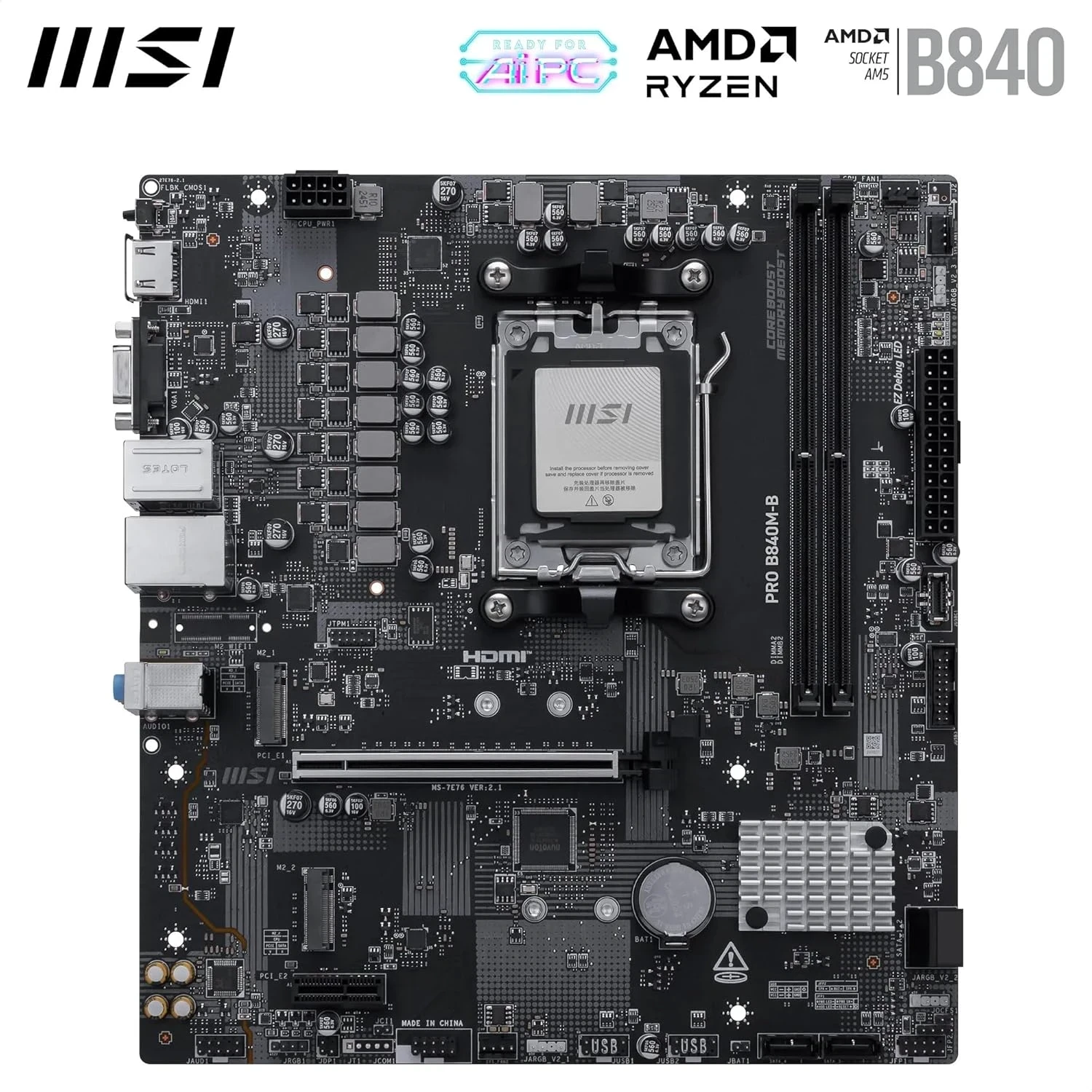 MSI Pro B840M-B Carte mère Micro ATX