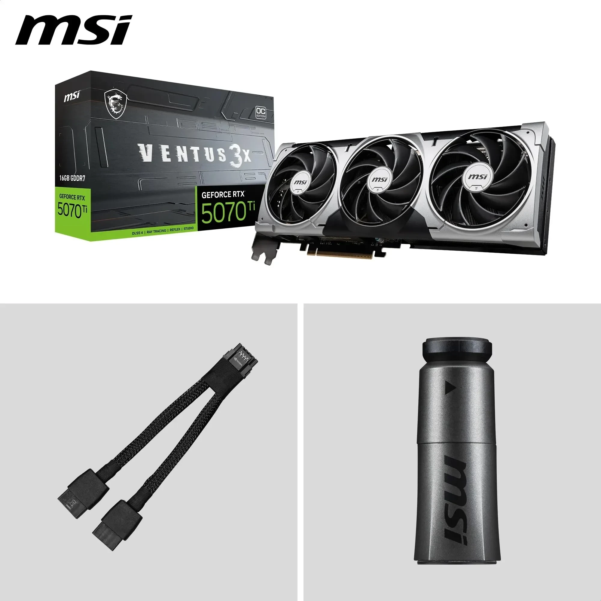 MSI NVIDIA GeForce RTX 5070 Ti 16G Ventus 3X OC Carte Graphique - 16 Go GDDR7 (28 GB/s /256 Bits), PCIe 5.0 - Triple Ventilateur (3X Ventilateurs TORX 5.0), HDMI 2.1b, DisplayPort 2.1b