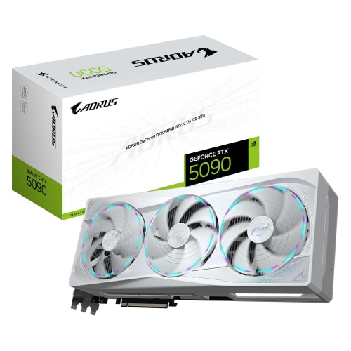 GIGABYTE AORUS GeForce RTX 5090 Stealth Ice 32G Carte Graphique - 32GB GDDR7, 512bit, PCI-E 5.0, 2655MHz Fréquence du cœur, 3 x DP 2.1a, 1 x HDMI 2.1b, NVIDIA DLSS 4, GV-N5090AORUSST ICE-32GD