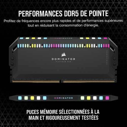 CORSAIR Dominator Platinum RGB DDR5 RAM 32Go (2x16Go) 5600MHz CL36 Intel XMP Compatible iCUE Mémoire d'Ordinateur - Noir (CMT32GX5M2X5600C36)